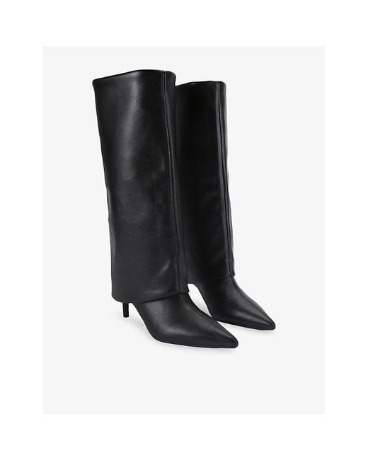 KG by Kurt Geiger Black Fate Faux-Leather Heeled Knee-High Boots