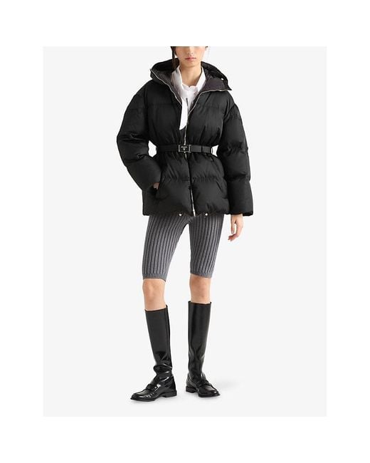 Prada Black Re-Nylon Hooded Shell-Down Puffer Jacket
