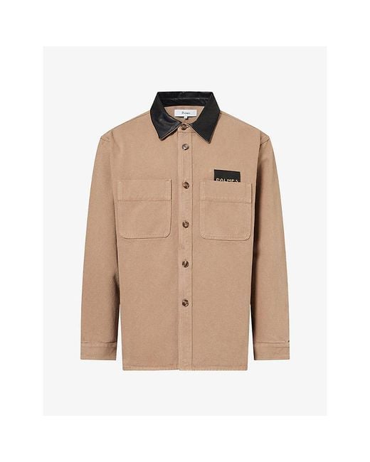 Palmes Natural Patch-Pocket Logo Cotton Jacket for men