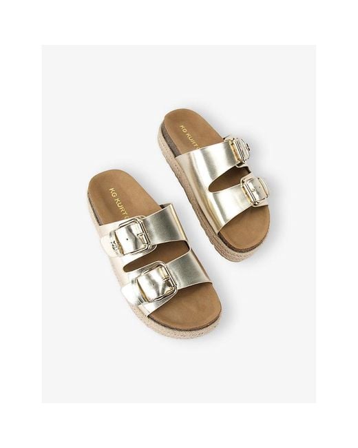 KG by Kurt Geiger Natural Raquel Rope-Sole Faux-Leather Sandals