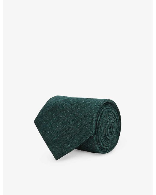Reiss Green Giotto Texture-weave Silk-blend Tie for men