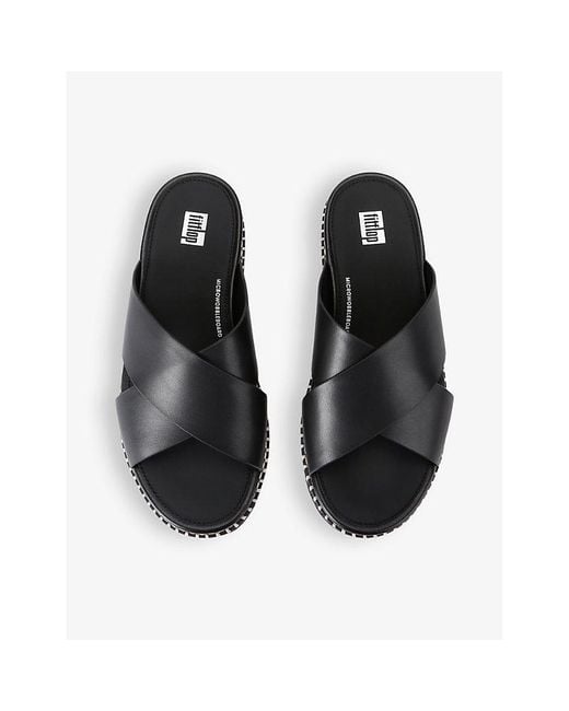 Fitflop Black Eloise Cross-strap Leather Sandals