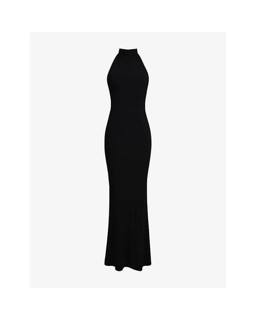 House Of Cb Black Sadira Open-Back Jersey Maxi Dress