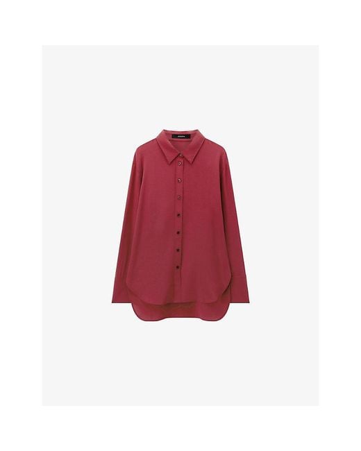 Joseph Red Joe Long-Sleeved Silk Blouse