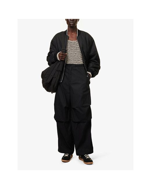 Jil Sander Black Pleated-knee Relaxed-fit Cotton Trousers for men