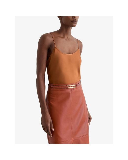 Reiss Natural Bronya Mock-Croc Leather Belt