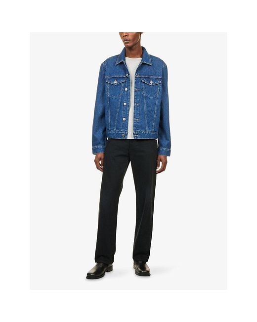PAIGE Blue Erickson Logo-Patch Denim Jacket for men