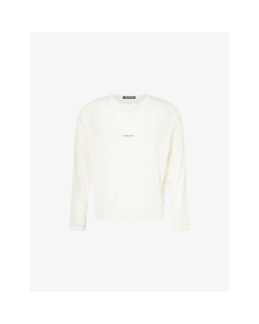 Cole Buxton White Mini-Logo Sheer Long-Sleeve Woven T-Shirt for men