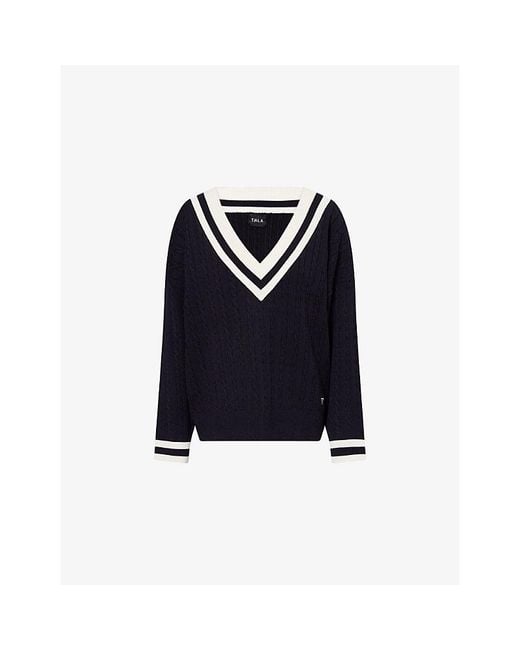 WE Are Tala Blue Oversized Cricket Knit Jumper