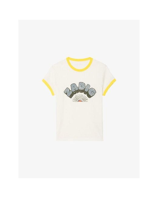Zadig & Voltaire Metallic Branded-Print Short-Sleeved Cotton-Jersey T-Shirt