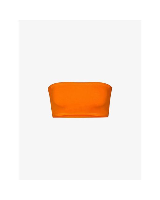 Skims Orange Bandeau Slim-fit Recycled Stretch-nylon Bikini Top