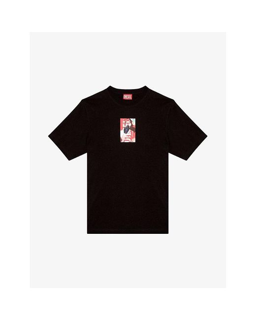 DIESEL Black T-just-n11 Branded-print Cotton-jersey T-shirt for men
