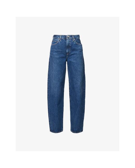 Goldsign Blue The Idris Brand-patch Wide-leg High-rise Jeans