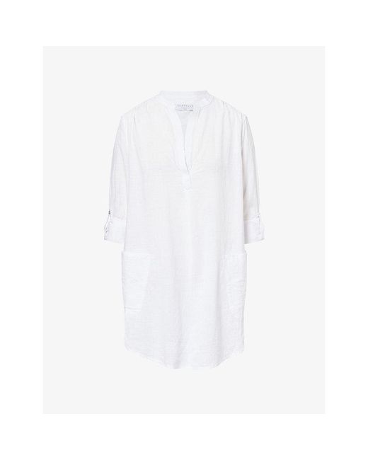 Seafolly White Boyfriend Chambray Cotton Beach Shirt
