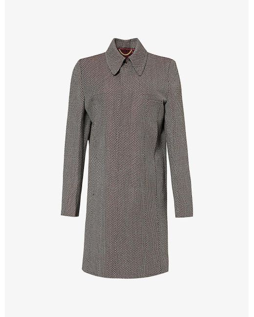 Victoria Beckham Gray Single-breasted Boxy-fit Wool Coat
