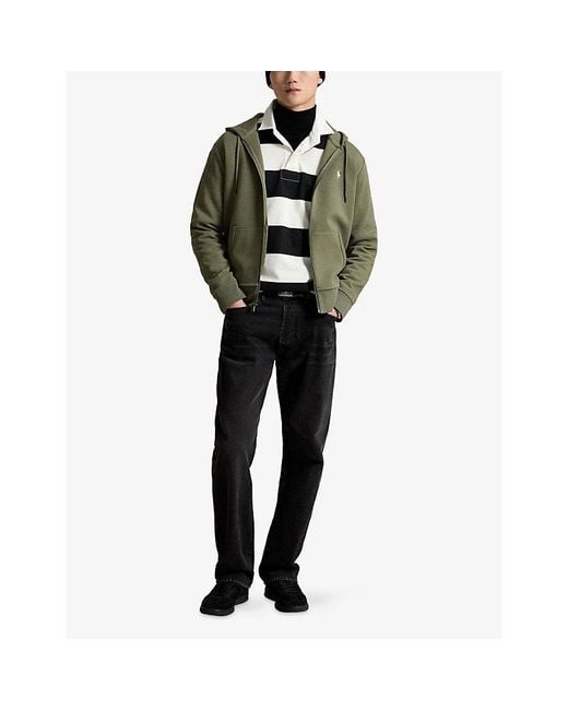 Polo Ralph Lauren Green Brand-Embroidered Zip-Up Cotton-Blend Hoody for men