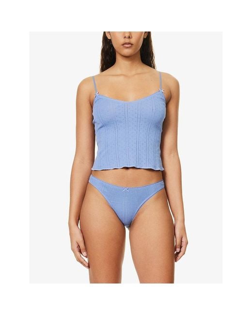 Cou Cou Intimates Blue Slim-Fit Cotton Pyjama Top