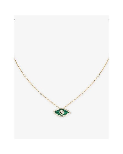 Messika Metallic Lucky Eye 18Ct- Malachite And 0.38Ct Diamond Necklace