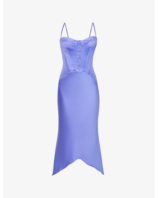 House Of Cb Imogen Fullerbust Satin Midi Dress in Blue Lyst Canada