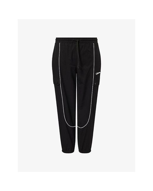 Trapstar Black Hyperdrive Logo-Patch Shell Tracksuit Bottoms for men