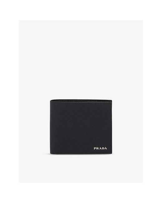 Prada Black Triangle-plaque Leather Wallet for men