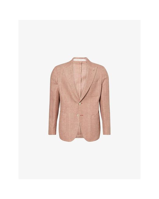 Eleventy Pink Peak-Lapel Patch-Pocket Woven Jacket for men