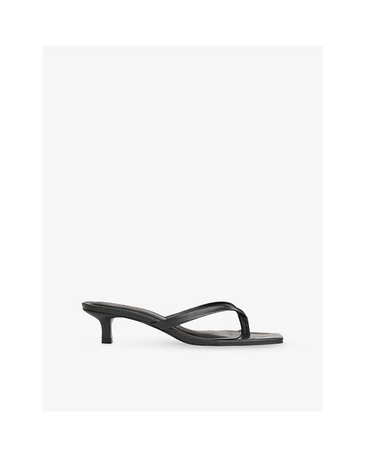 Whistles Black Toe-Post Leather Kitten-Heel Mules