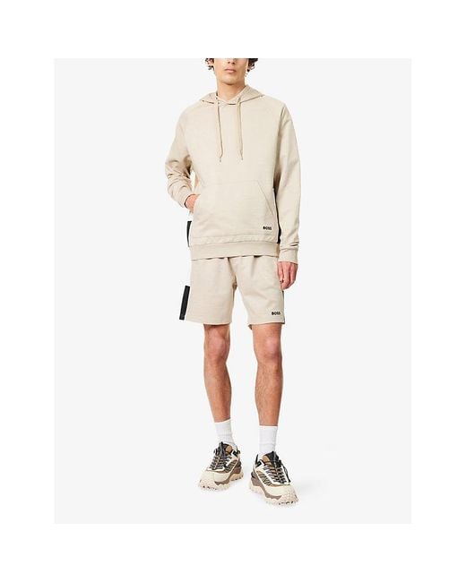 Boss Natural Iconic Kangaroo-Pocket Cotton-Jersey Hoody for men
