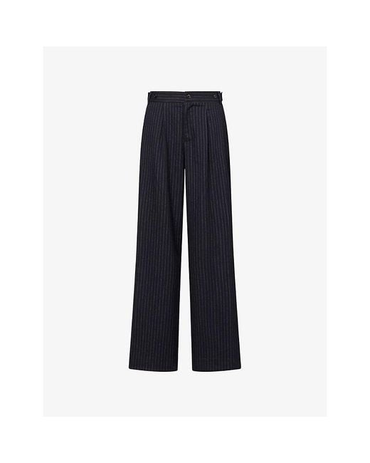 Peachy Den Blue Lennox Striped Straight-Leg Woven Trousers