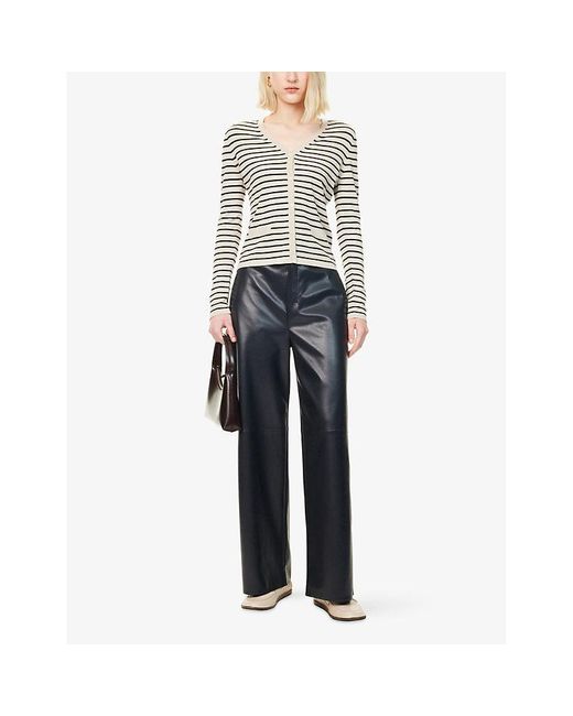 Max Mara White Kenya Stripe-Pattern Wool Cardigan