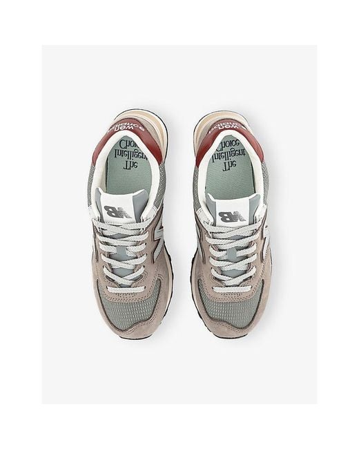 New Balance White 574 Suede And Mesh Trainers