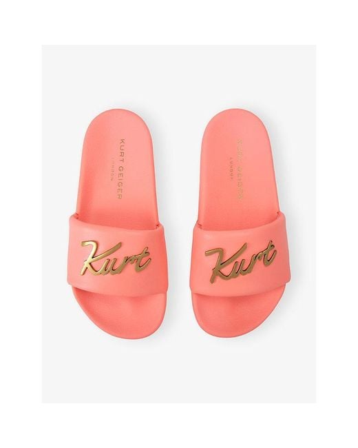 Kurt Geiger Pink Meena Kurt Faux-Leather Slides