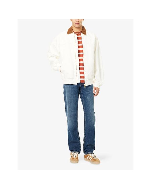 Nudie Jeans Blue Solid Ollie Straight-Leg Stretch-Denim Jeans for men
