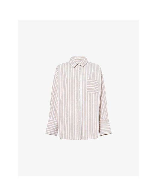 4th & Reckless White Louisa Striped Cotton-Blend Shirt