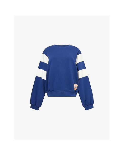 Mother Blue The Drop Square Inset Cotton-Jersey Sweatshirt