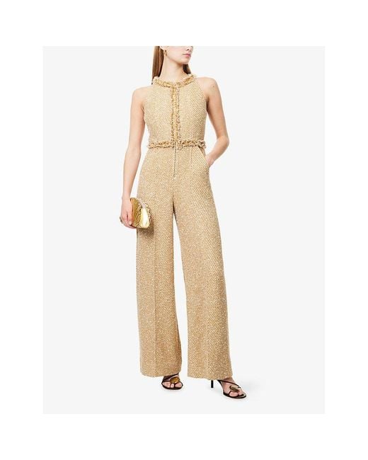 ME+EM The Event Ready Metallic Tweed Jumpsuit in Natural Lyst