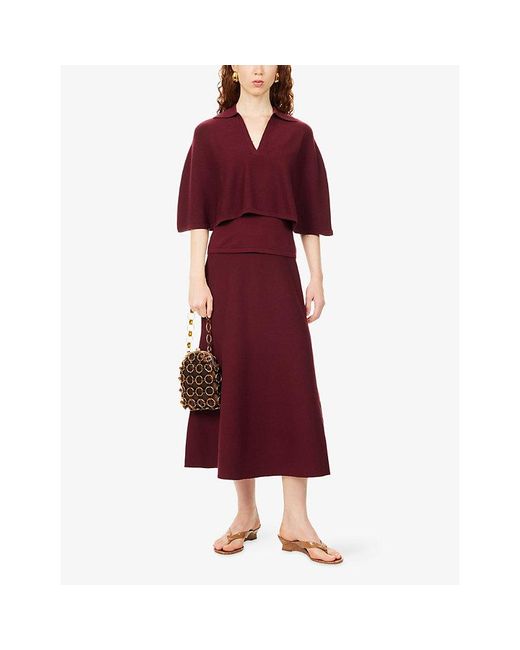 Jonathan Simkhai Red Vinna Cape Wool Polo Top
