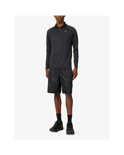 GYMSHARK Blue Performance Quarter Zip Stretch-Woven Top for men