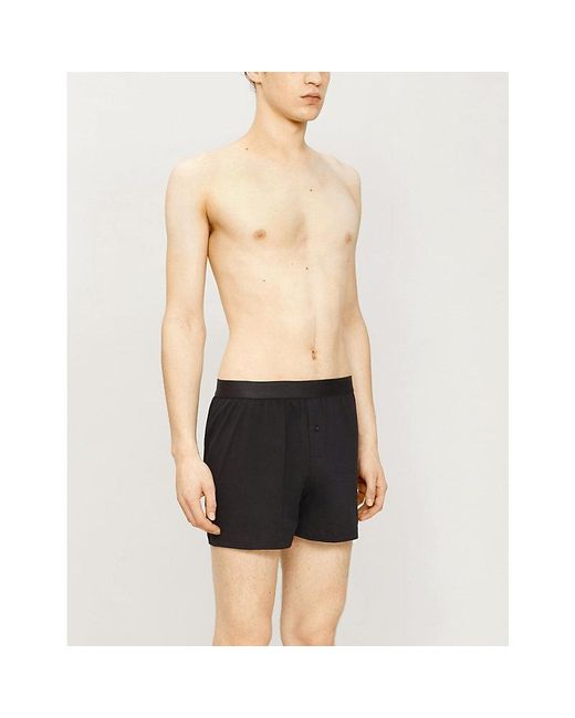 Sunspel Black Elasticated Slim-Fit Cotton Boxers for men