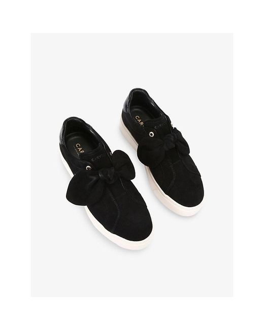 Carvela Kurt Geiger Black Chiara Bow Suede Low-Top Trainers