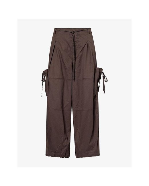 Deiji Studios Brown Relaxed-Fit Wide-Leg Cotton Trousers