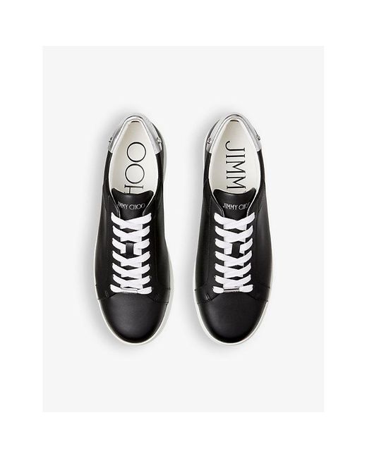 Jimmy Choo Black Rome/m Branded Leather Low-top Trainers