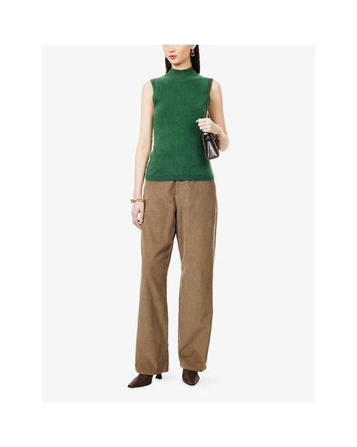 ME+EM Green Brushed High-Neck Cashmere Vest