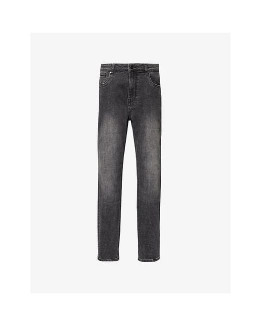 Arne Brand-Patch Slim-Leg Slim-Fit Stretch-Denim Jeans in Grey for