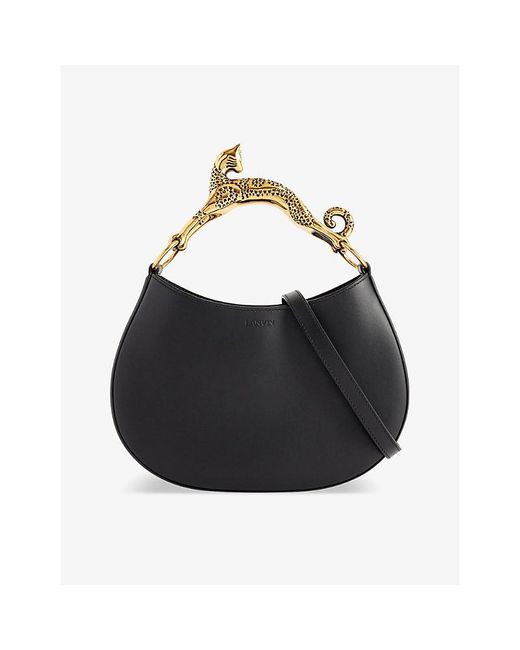 Lanvin Black Cat Leather Top-handle Bag