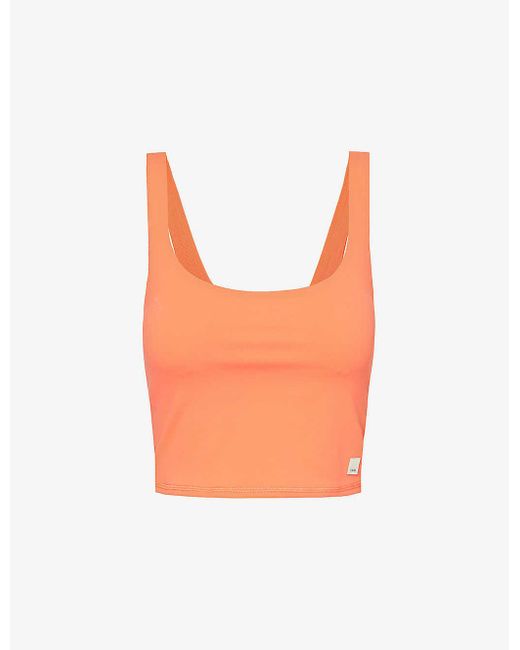 vuori Orange Daily Brand-patch Cropped Stretch-woven Top
