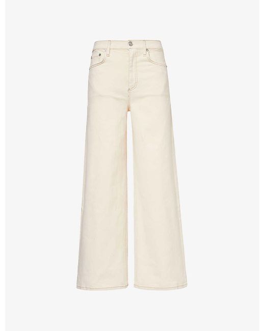 Rag & Bone White Sofie Crop Brand-patch Wide-leg High-rise Denim-blend Jeans