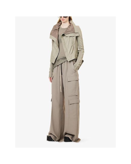 Rick Owens Natural Naska Funnel-Neck Leather Biker Jacket