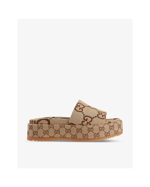 Gucci Brown Angelina gg Lamé Slide Sandals