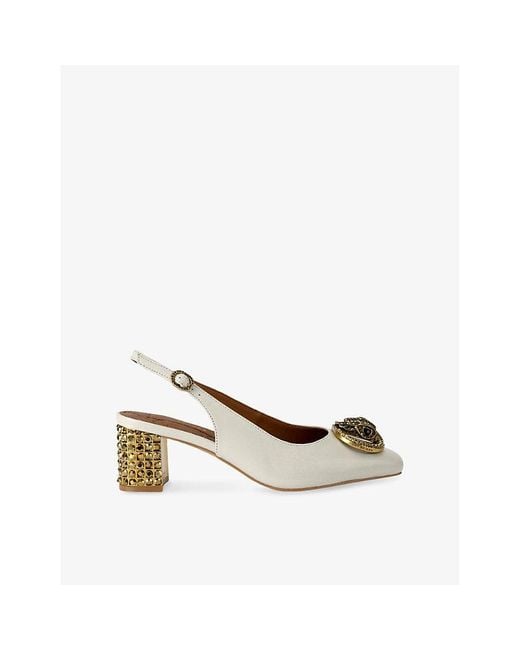 Kurt Geiger White Chelsea Leather Heeled Slingbacks